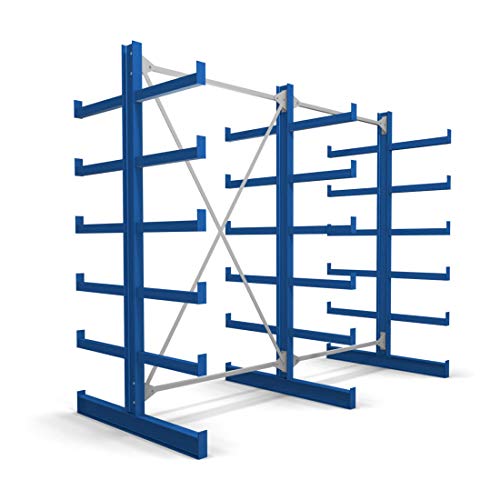 STIER Kragarmregal doppelseitig 1 Feld mit 5 Ebenen 1300x2000x500mm enzianblau