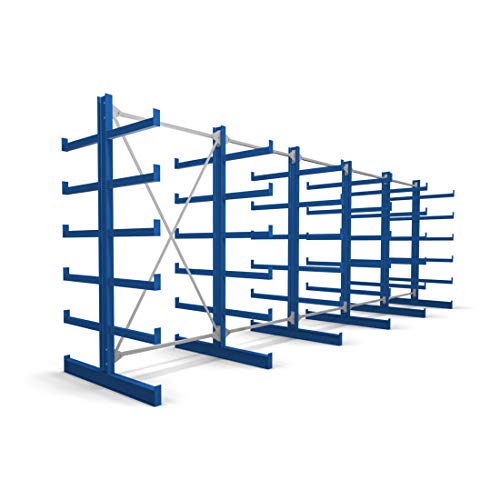 STIER Kragarmregal doppelseitig 1 Feld mit 5 Ebenen 1300x2000x500mm enzianblau
