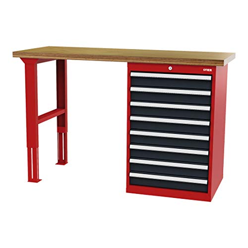 STIER modular workbench WxDxH 1500x600x960 mm with 1 cabinet housing of width 600