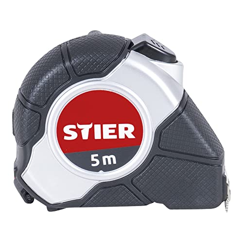 STIER Taschenbandmaß Länge 3 bis 8 m Gürtelclip Maßband Self-Lock-Buttons