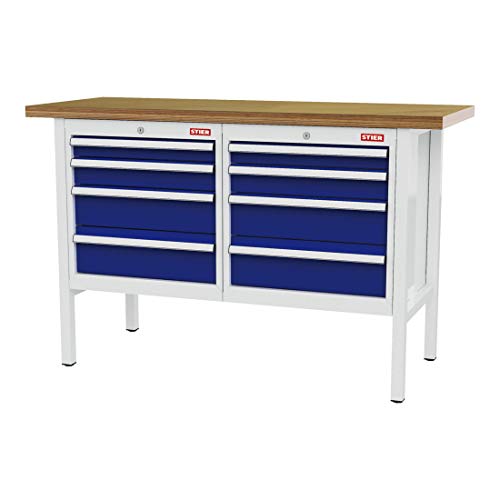 STIER Werkbank mit 1 Schublade und 1 Tür BxTxH 1500x600x960 mm RAL 7035 / RAL 5010