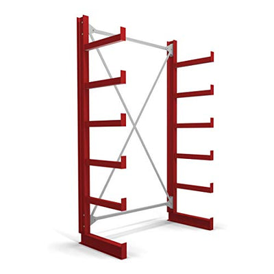 STIER Kragarmregal einseitig 1 Feld mit 5 Ebenen 1300x2000x500mm feuerrot
