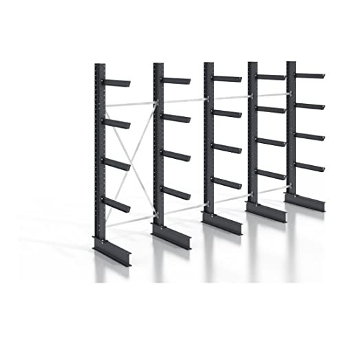 STIER cantilever rack, screwable, one-sided, 4 bays with 4 levels, 5120x2550x800mm