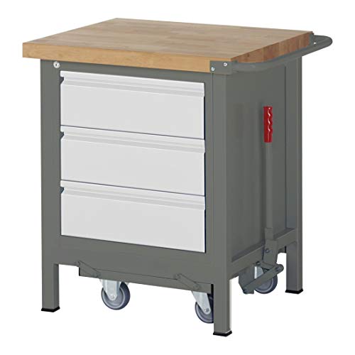 STIER Werkbank Premium mit abs. Fahrgestell und 3 Schubladen