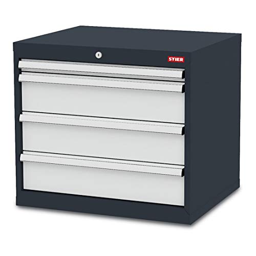 STIER Schubladenschrank mit 4 Schubladen BxTxH 600x575x620 mm, anthrazitgrau/lichtgrau, RAL 7016 / RAL 7035