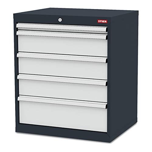 STIER Schubladenschrank mit 5 Schubladen | BxTxH 900x575x820 mm | Gesamttragkraft 1000kg | Blendenhöhen 50 bis 200mm
