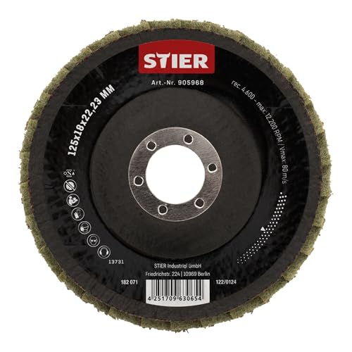 STIER fleece flap discs 125 x 18 x 22.23 mm medium 5 pieces