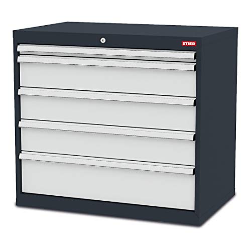 STIER Schubladenschrank mit 5 Schubladen | BxTxH 900x575x820 mm | Gesamttragkraft 1000kg | Blendenhöhen 50 bis 200mm