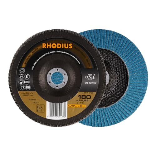 RHODIUS ALPHAline LSZ F2 Fächerschleifscheibe 180 x 22,23 mm K40 10 Stk