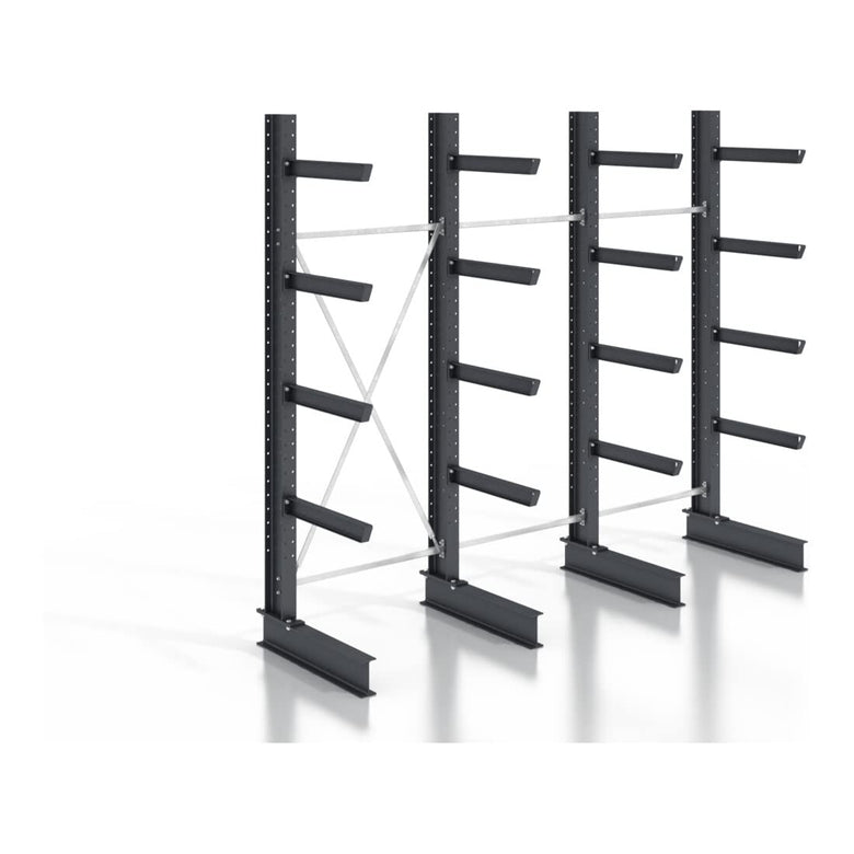 STIER cantilever rack, screwable, one-sided, 3 bays with 4 levels, 3840x3150x800mm