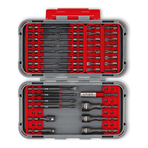 STIER torsion bit set for cordless screwdriver 42-piece interchangeable function assembly vehicle