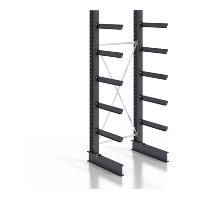 STIER cantilever rack, screwable, one-sided, 1 bay with 5 levels, 1280x3130x400mm