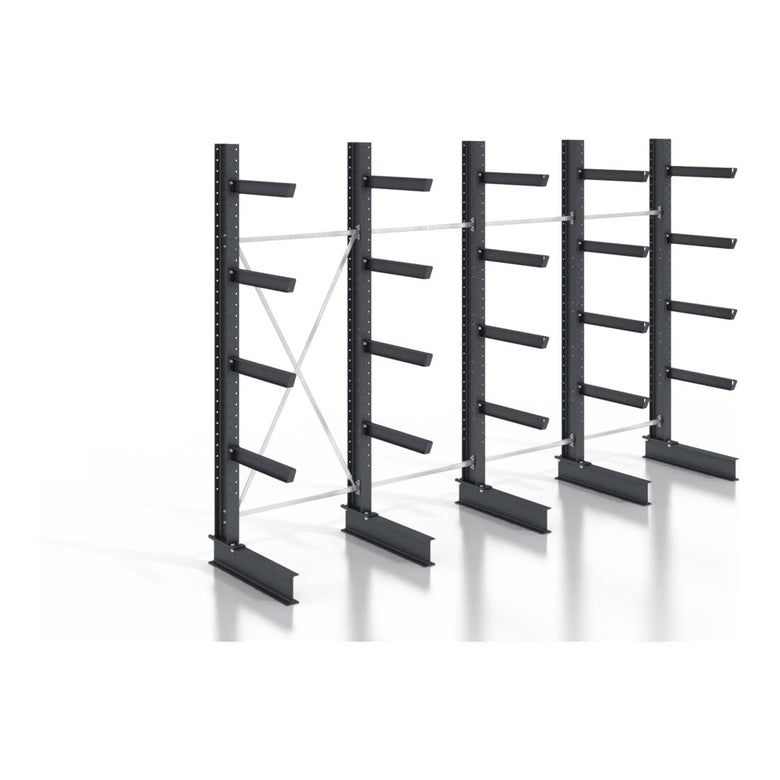 STIER cantilever rack, screwable, one-sided, 4 bays with 4 levels, 5120x2530x400mm