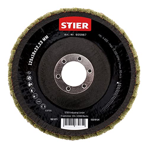 STIER fleece flap discs 125 x 18 x 22.23 mm coarse 5 pcs. cool grinding