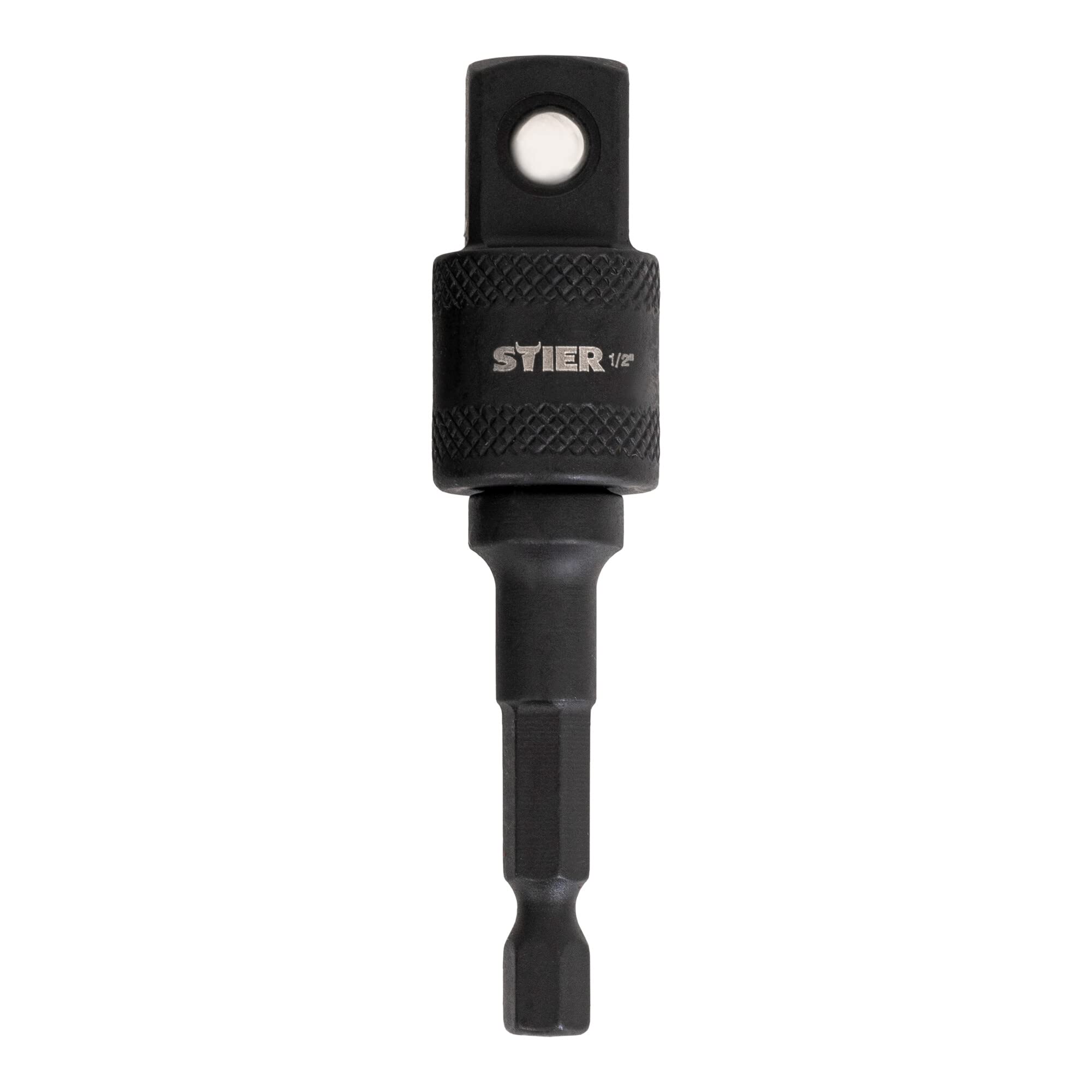 STIER Bit Adapter, 1/4 Zoll Antrieb, Vierkant hohl, Aufnahme von Steckschlüssel-Einsätzen, Stecknüsse, Schnellverschluss-System für Bohrmaschinen und Schrauber geeignet, Stecknuss Adapter