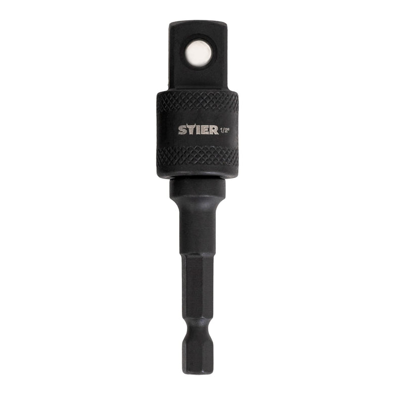 STIER Bit Adapter, 1/4 Zoll Antrieb, Vierkant hohl, Aufnahme von Steckschlüssel-Einsätzen, Stecknüsse, Schnellverschluss-System für Bohrmaschinen und Schrauber geeignet, Stecknuss Adapter