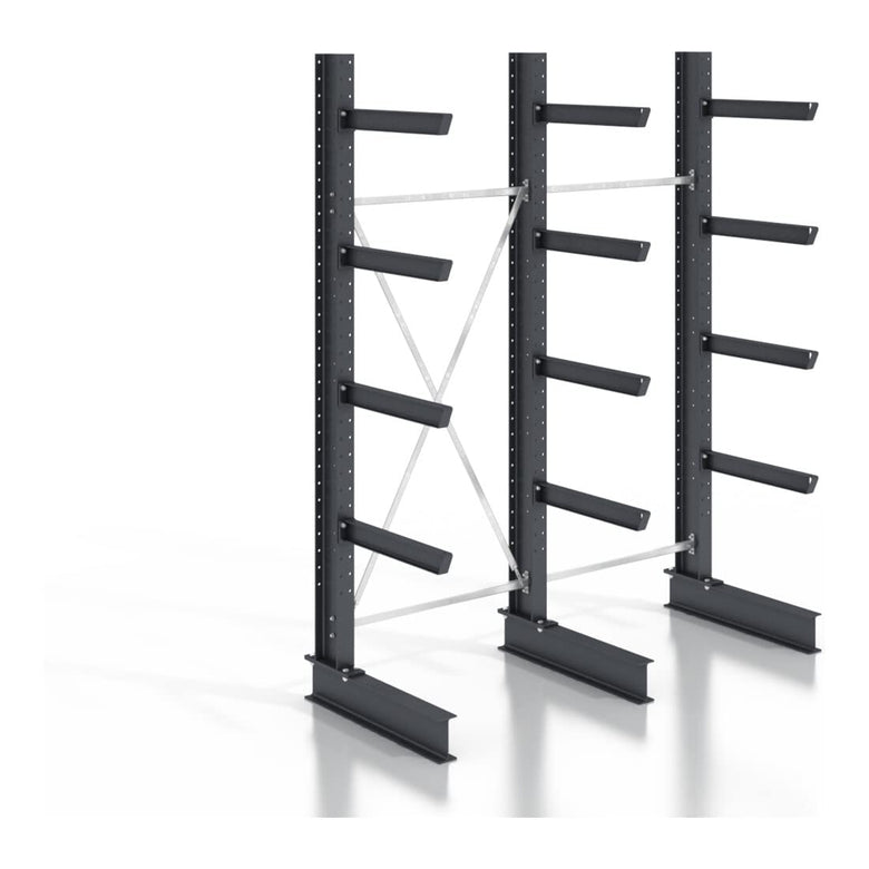 STIER cantilever rack, screwable, one-sided, 2 bays with 4 levels, 2560x3550x800mm