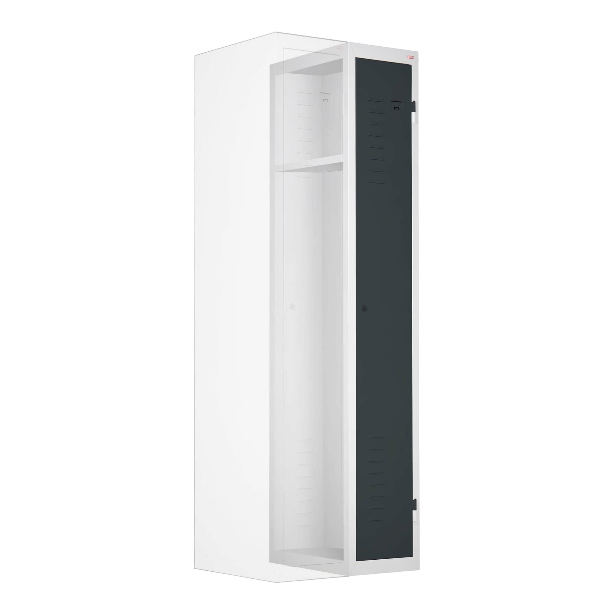 STIER wardrobe locker | add-on unit | 1800x300x500mm | light gray | metal cabinet | expandable | locker | 1 compartment | locker | secure storage of valuables | wardrobe cabinet