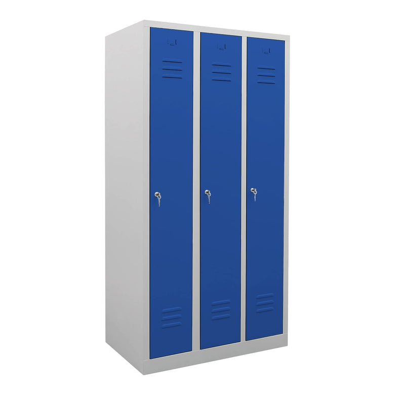 STIER wardrobe locker 3 compartments dimensions 1800 x 870 x 500 mm gentian blue lockable