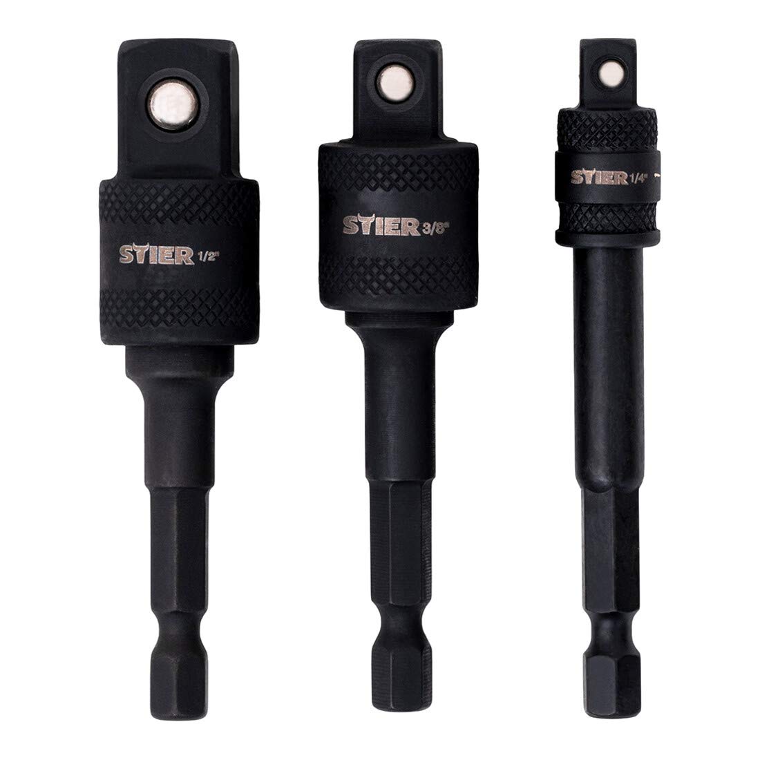 STIER Bit Adapter Satz 3-teilig 1/4 Stecknüsse 3/8 und 1/2 Zoll Steckschlüssel