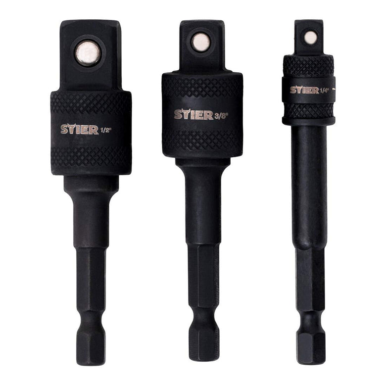 STIER Bit Adapter Satz 3-teilig 1/4 Stecknüsse 3/8 und 1/2 Zoll Steckschlüssel
