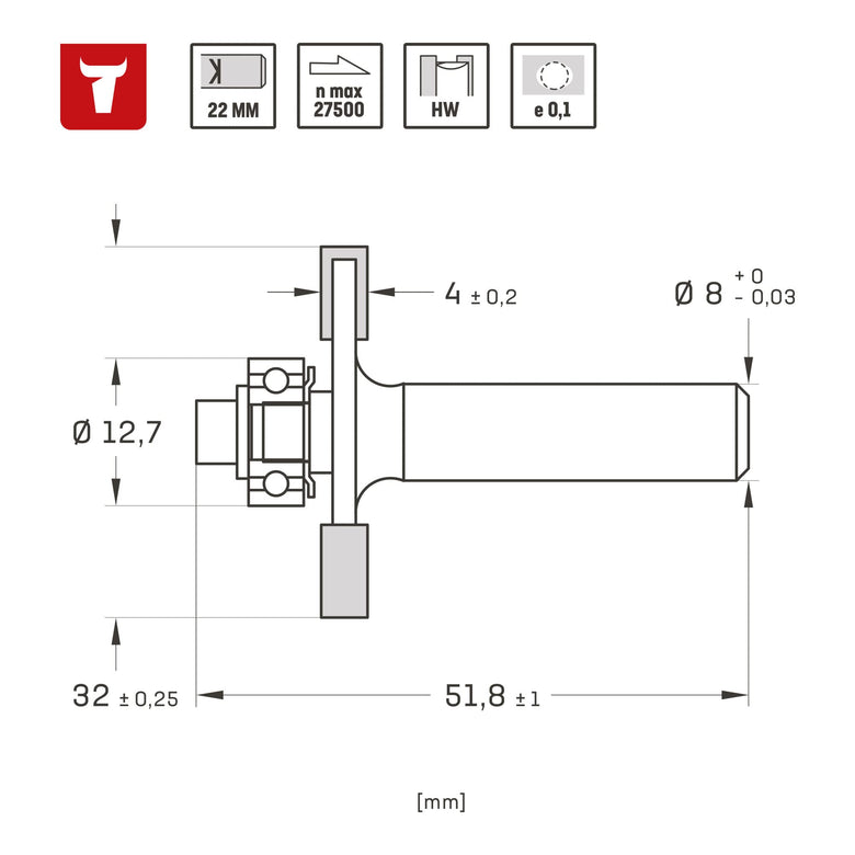 STIER disc groove cutter D32 x L4 x S8 mm HM (HW)