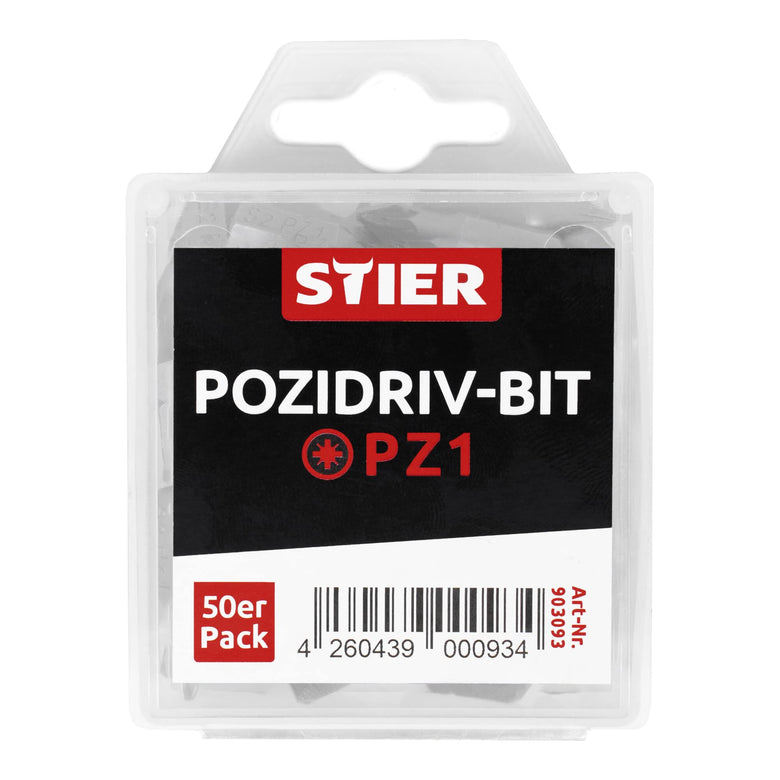 STIER Pozidriv-Bit-Großpackung PZ1 | PZ2 50 Stk Bitset Bitsatz