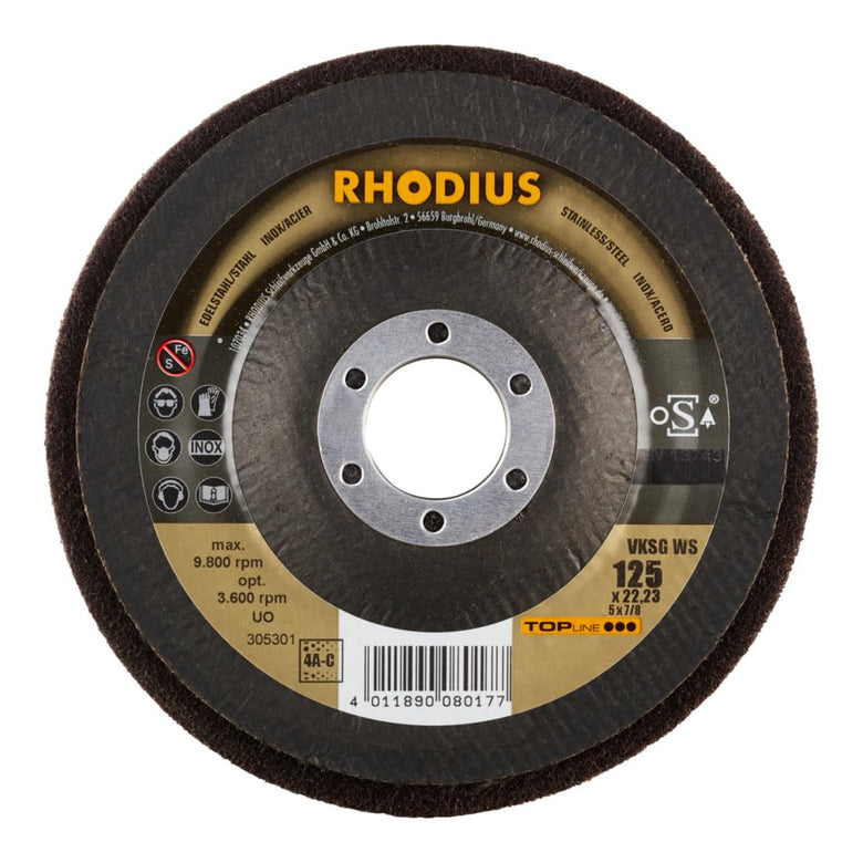 RHODIUS TOPline VKSG WS Vlieskompaktscheibe 125 x 22,23 mm 4A-coarse 2 Stk