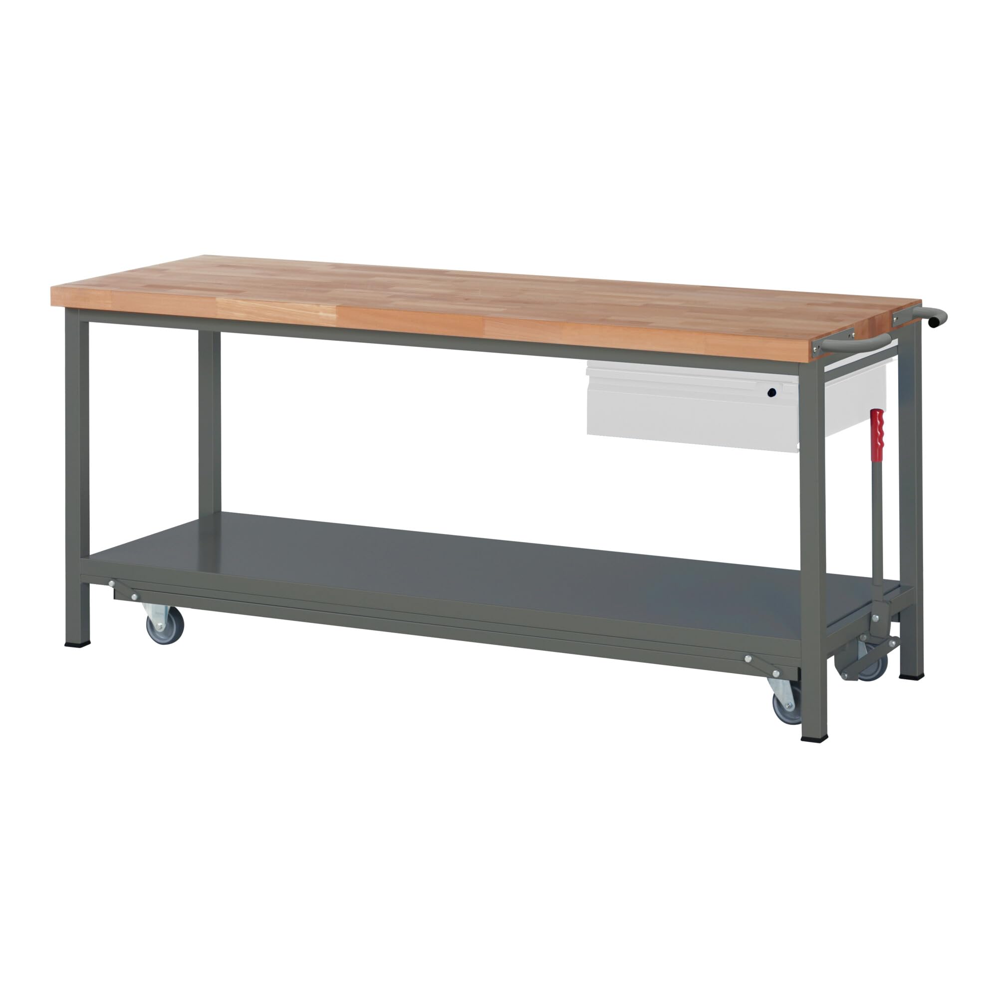 STIER Werkbank Premium mit abs. Fahrgestell und 1 Schublade BxTxH 2000x700x880
