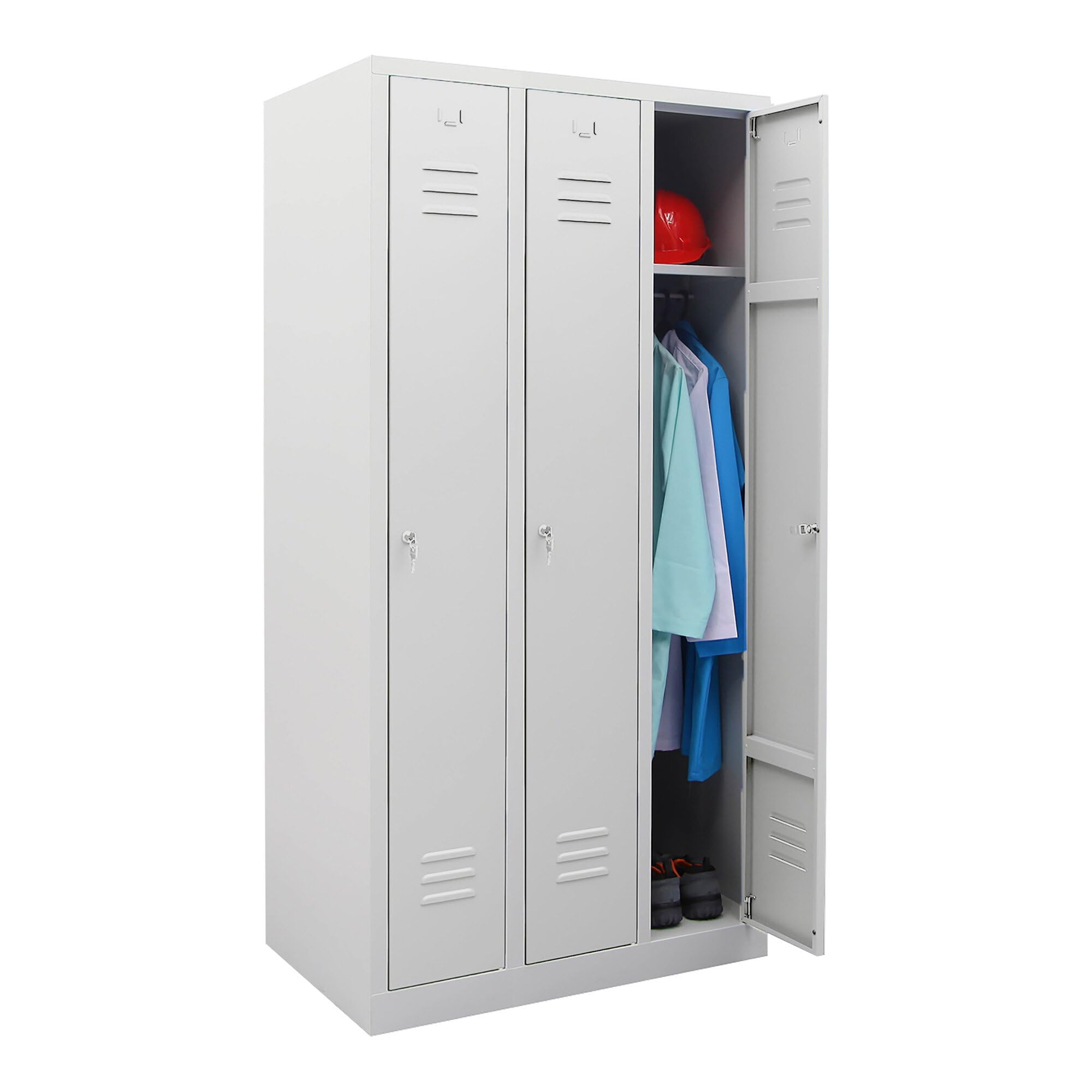 STIER wardrobe locker 3 compartments 1800x870x500mm light grey lockable 1