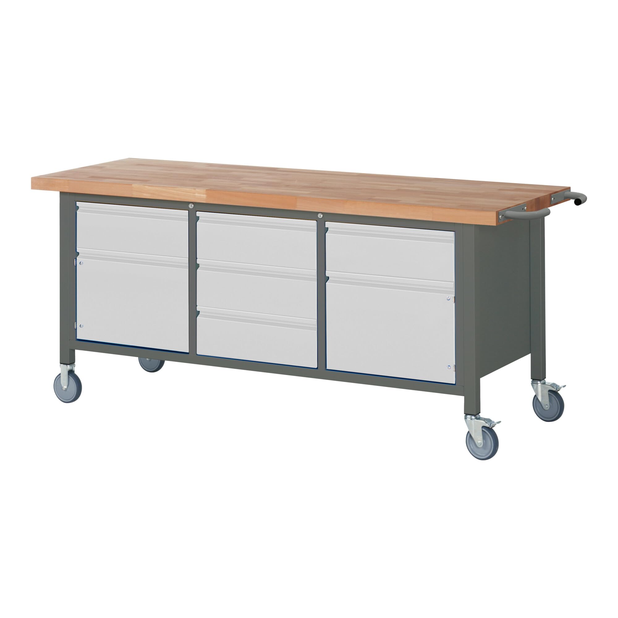 STIER Fahrbare Werkbank Premium mit 2 Schubladen und 2 Flügeltüren BxTxH 2000x700x880mm