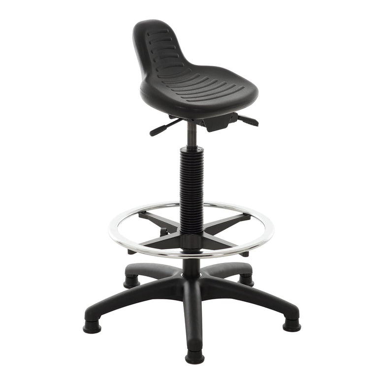 STIER Stehhilfe mit Gleitern und Fußring Sitzhöhe 640-890 mm PU-Sitz mit