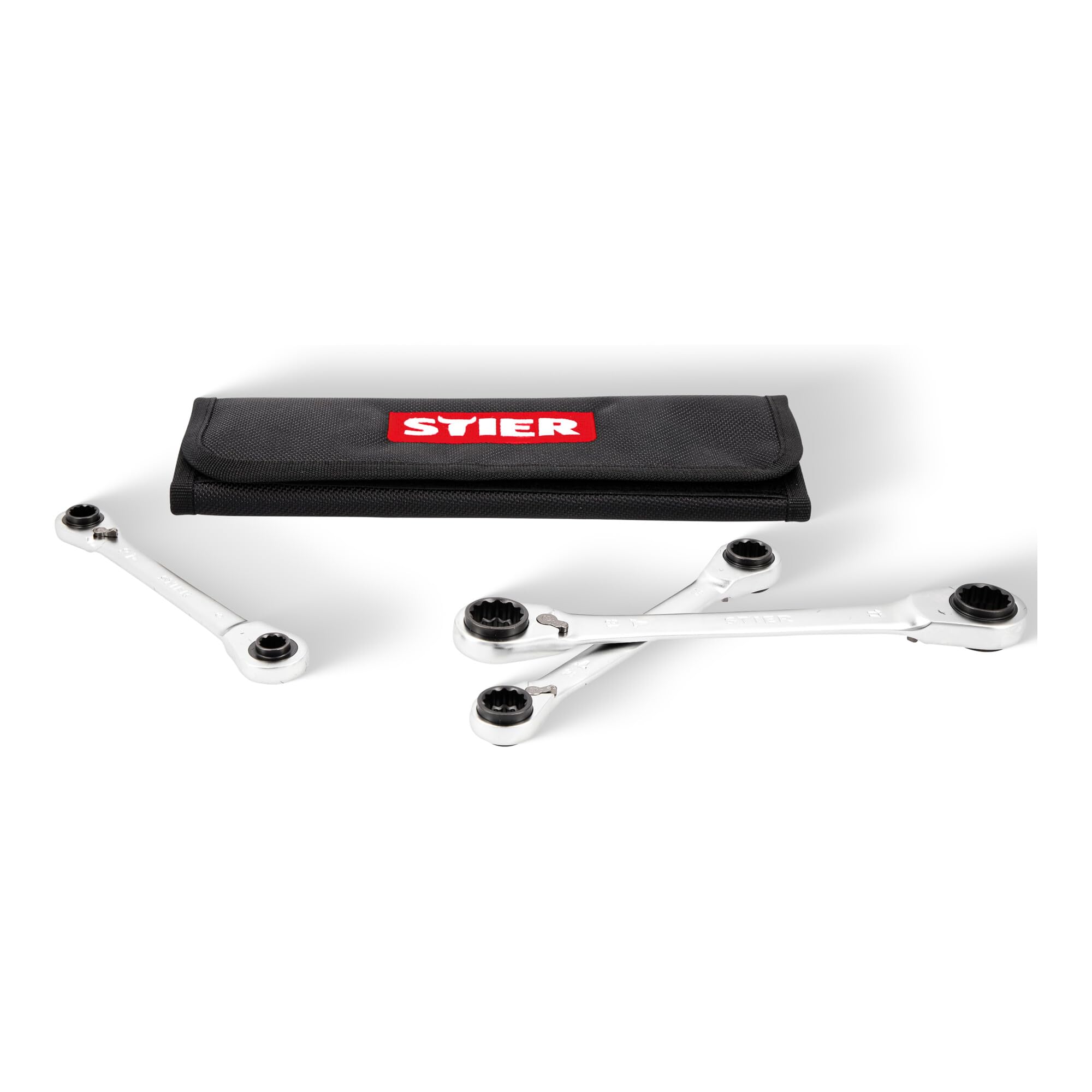 STIER double ring ratchet wrench set, 3-piece, size 9 | 10 | 13 | 14 | 17 | 18