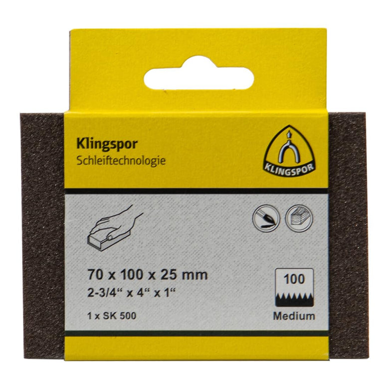 Klingspor SK 500 Schleifklotz, Korund Korn 150 70 x 100 x 25 mm, SB-verpackt im