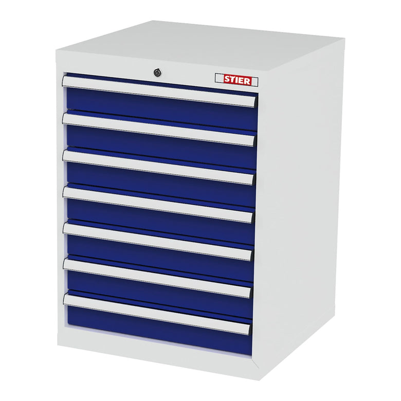 STIER Schubladenschrank mit 7 Schubladen BxTxH 600x575x820 mm RAL 7035 / RAL