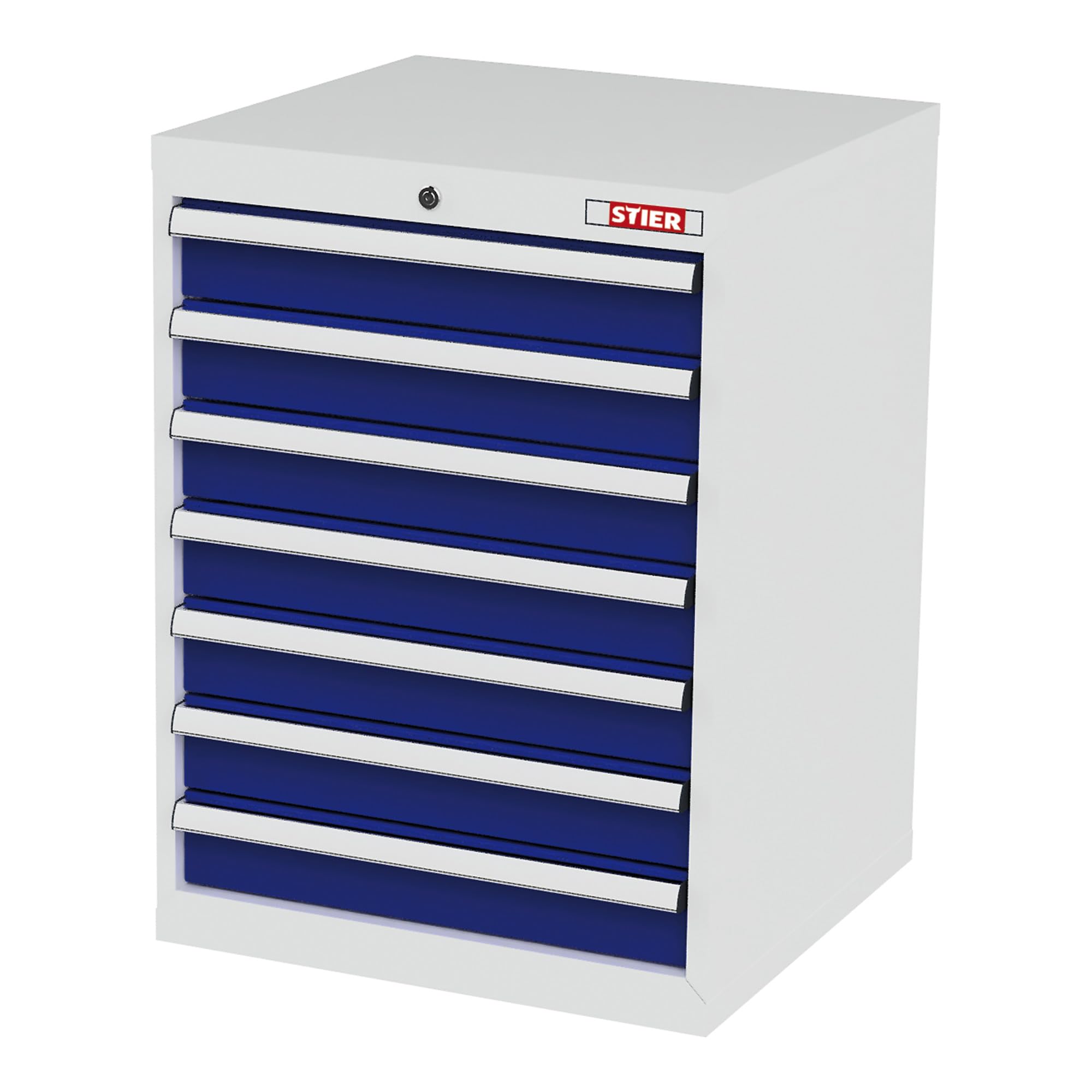 STIER Schubladenschrank mit 7 Schubladen BxTxH 600x575x820 mm RAL 7035 / RAL