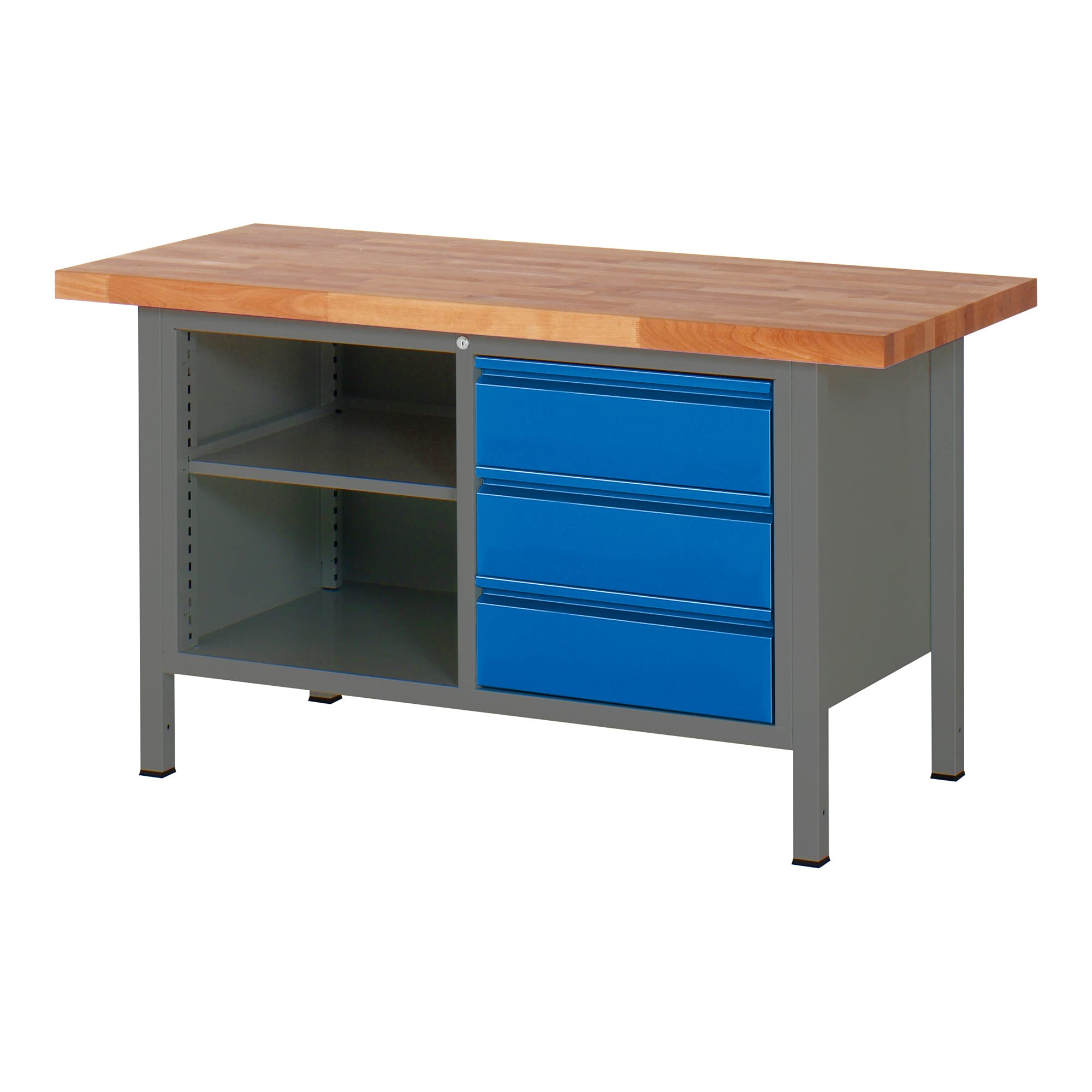 STIER Height-adjustable workbench Premium with 3 drawers and one open compartment