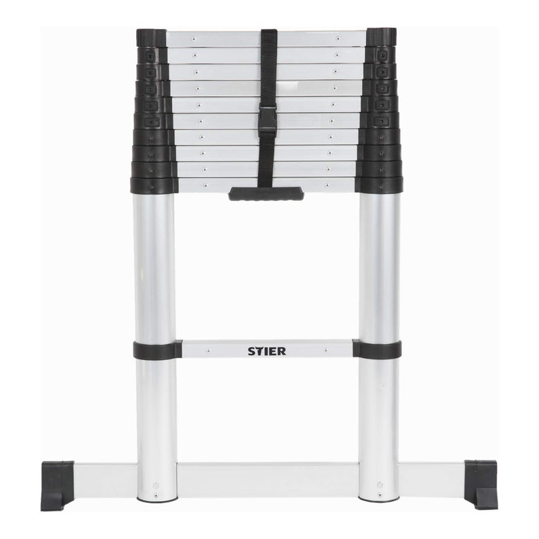 STIER Teleskopleiter Premium 3,2 bis 3,8m Stehleiter Aluminium Klappleiter