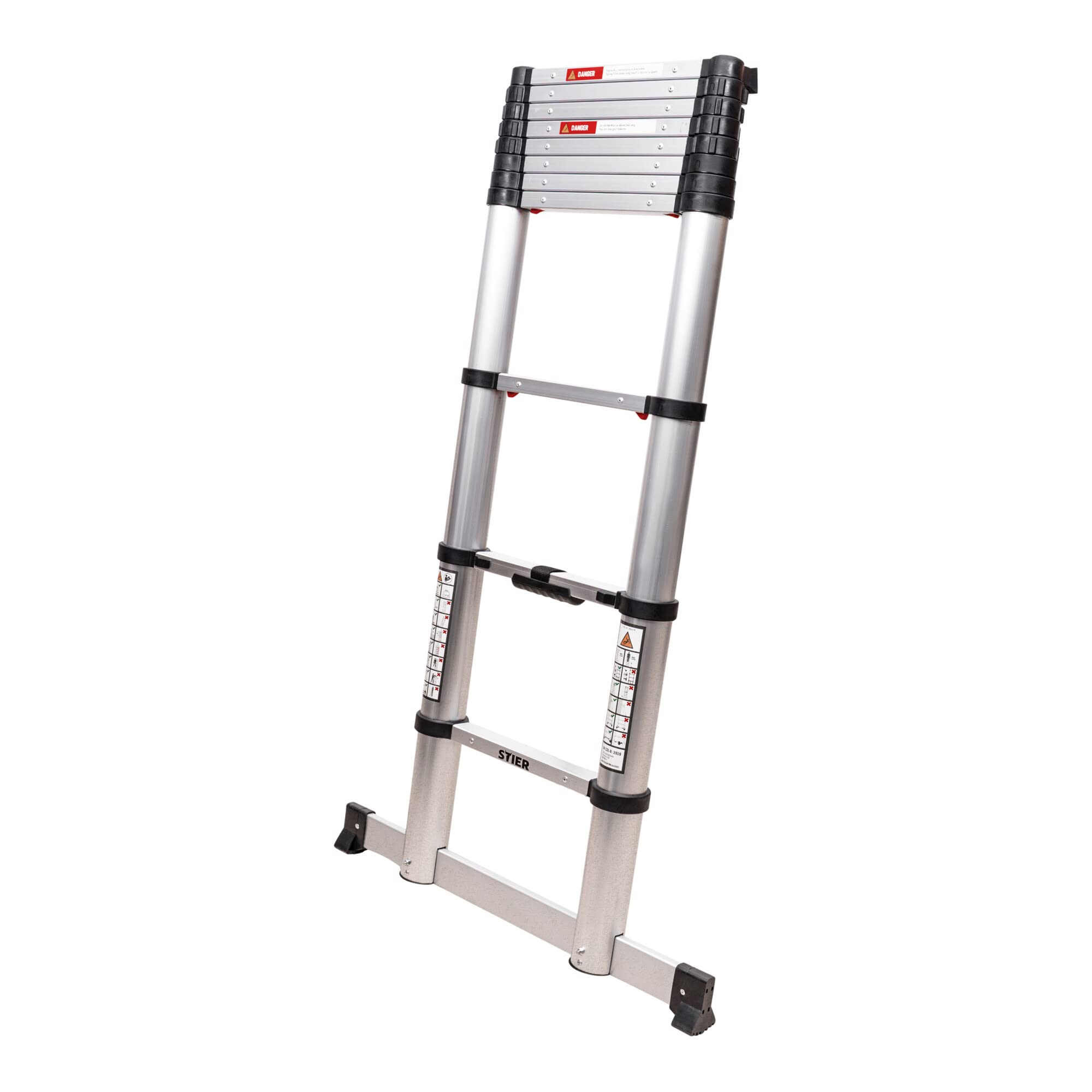 STIER Teleskopleiter Premium 3,2 bis 3,8m Stehleiter Aluminium Klappleiter