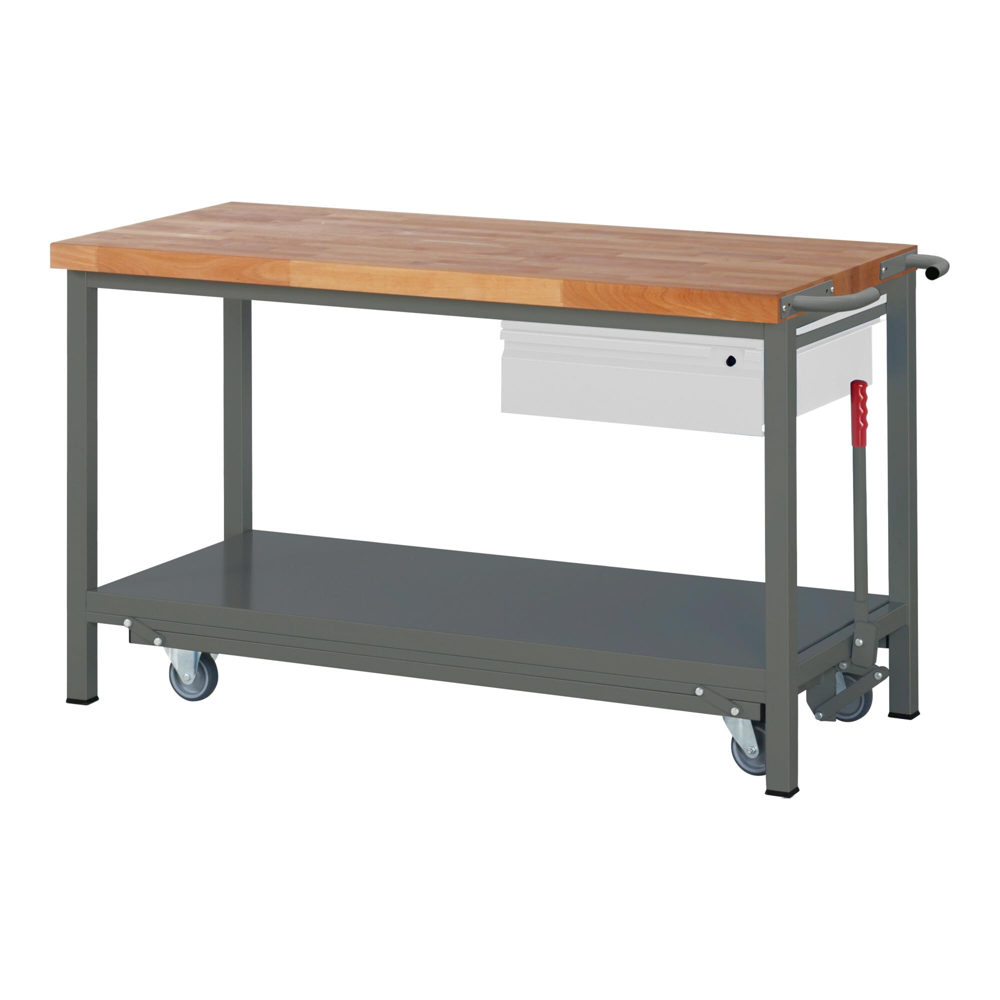 STIER Werkbank Premium mit abs. Fahrgestell und 1 Schublade BxTxH 1500x700x880