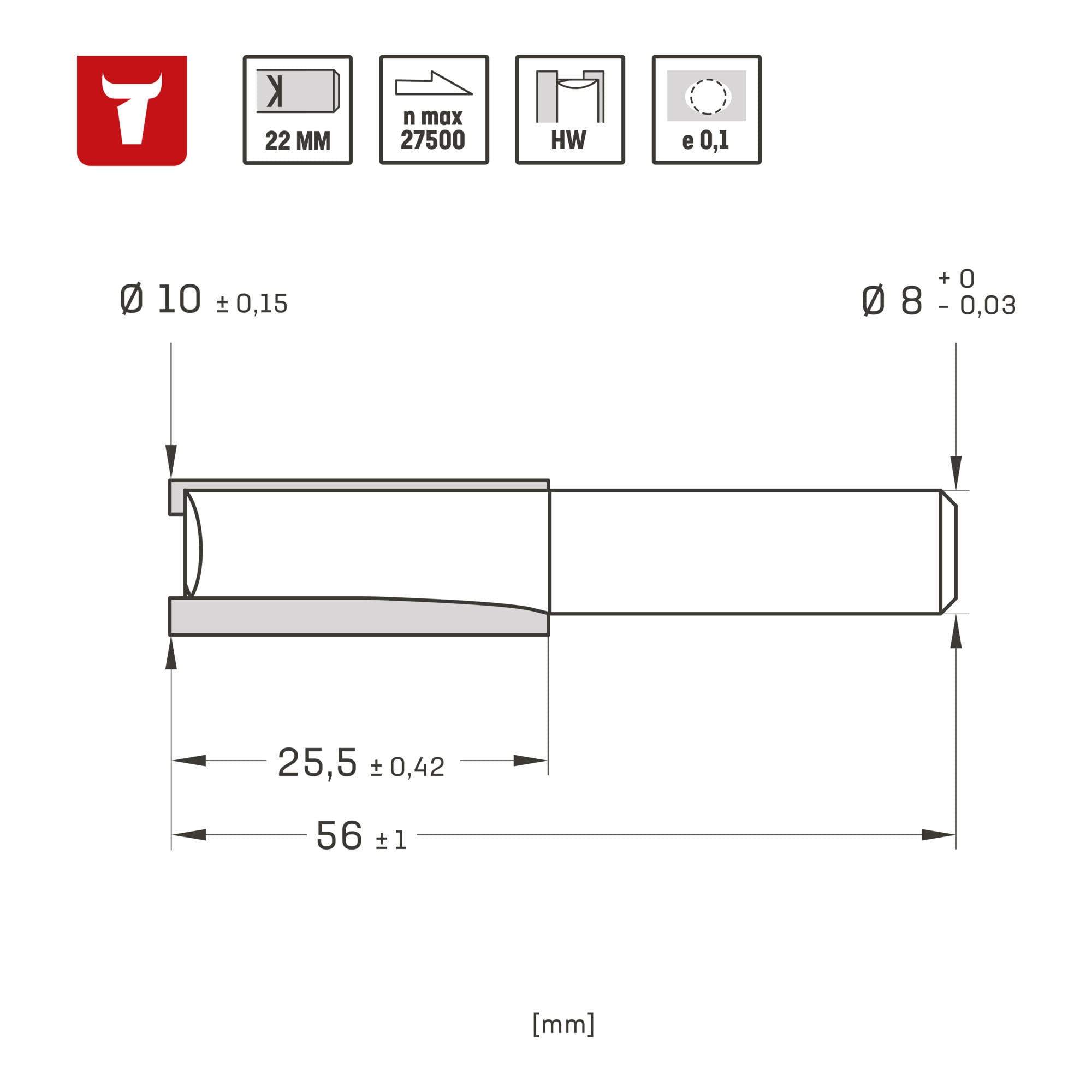 STIER Nutfräser D10 x L25 x S8 mm HM (HW)