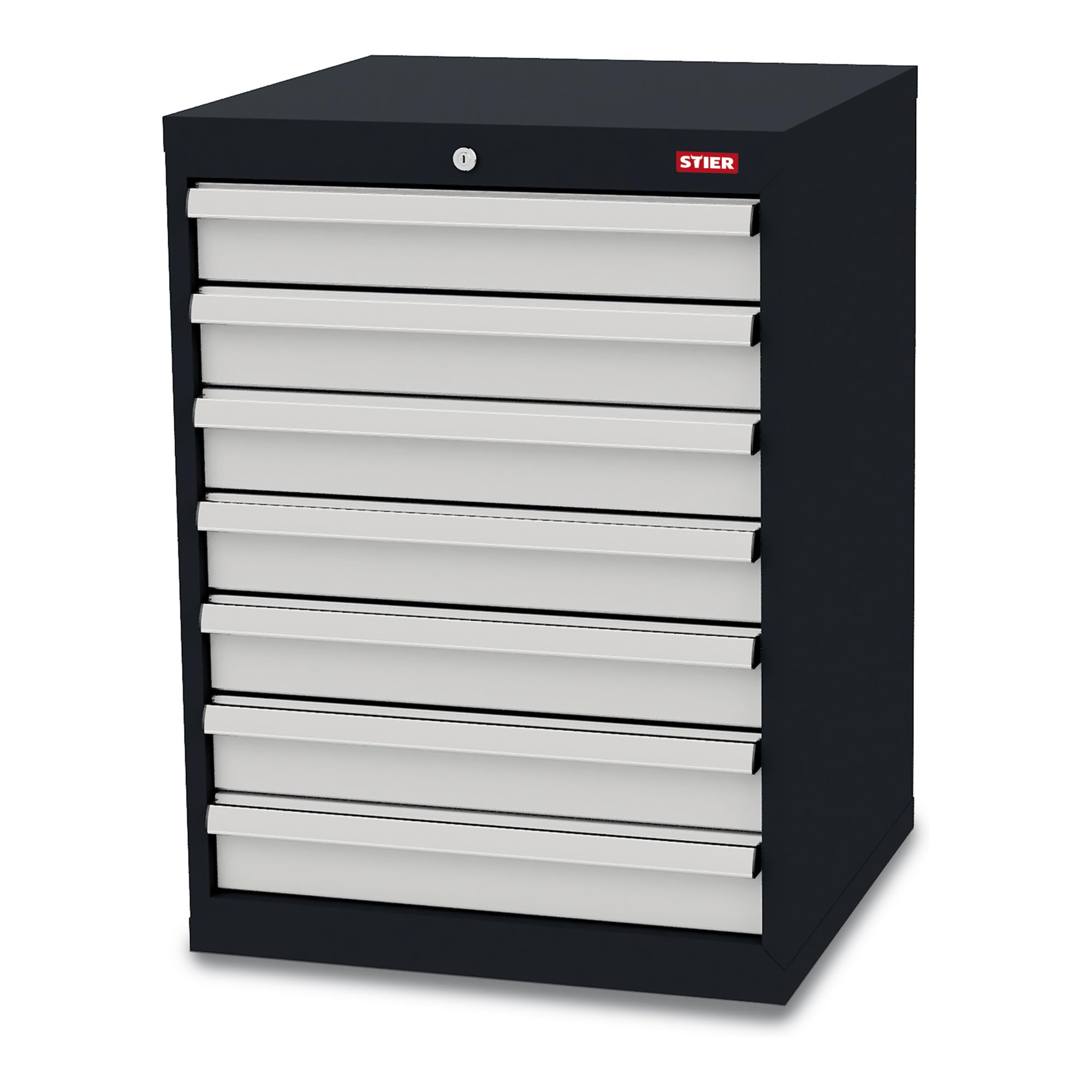 STIER Schubladenschrank mit 7 Schubladen BxTxH 600x575x820 mm RAL 7016 / RAL