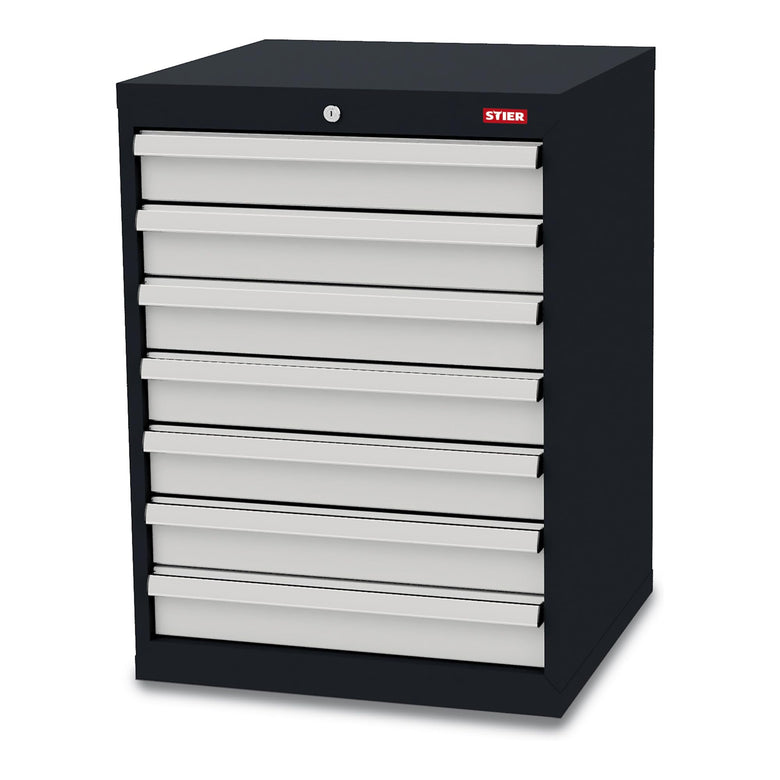 STIER Schubladenschrank mit 7 Schubladen BxTxH 600x575x820 mm RAL 7016 / RAL