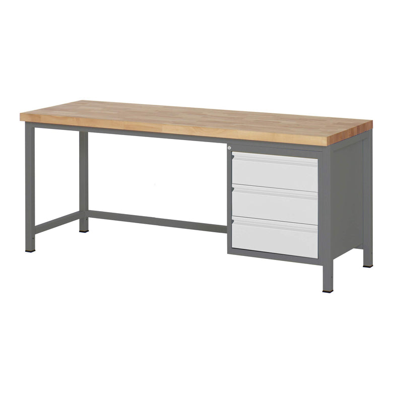 STIER Height-adjustable workbench Premium with 3 drawers