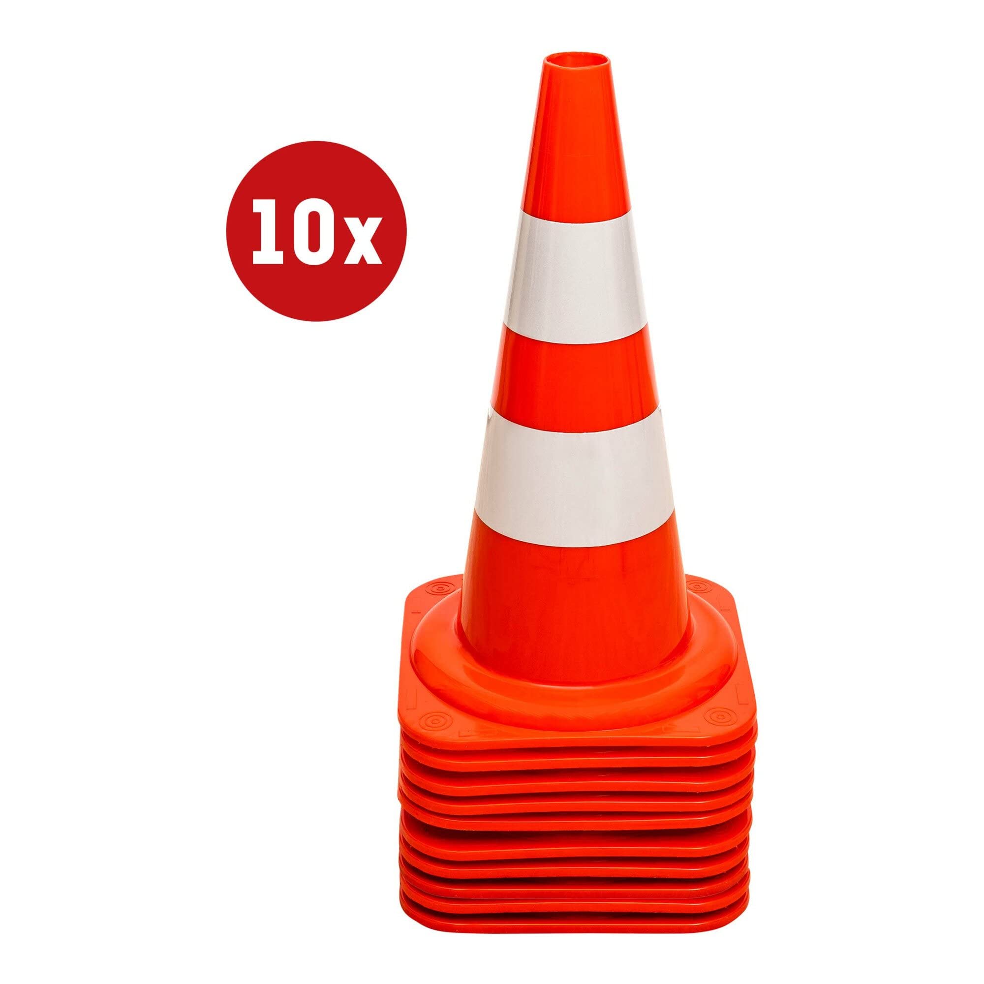STIER traffic cone 500 mm 2 stripes 10 pcs