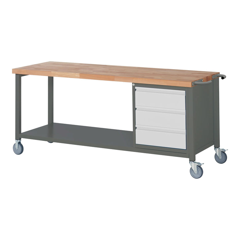 STIER Mobile Workbench Premium with 3 drawers WxDxH 1500x700x880 mm 
