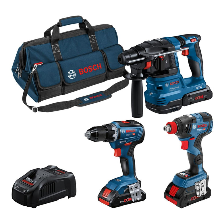Bosch Combo Kit 3-tlg. 18V: GSR 18V-55/GDX 18V-200/GBH 18V-22, 3 x Akku
