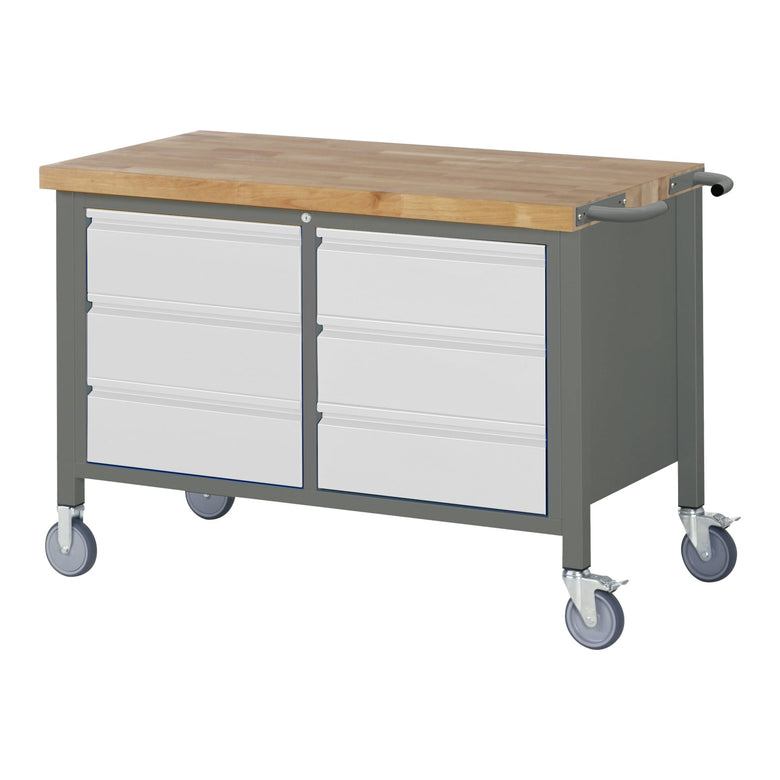 STIER Fahrbare Werkbank Premium mit 6 Schubladen BxTxH 1250x700x880 mm