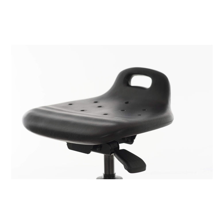 STIER Stehhilfe mit Gleitern und Fußring Sitzhöhe 640-890mm PU-Sitz mit Tragegriff