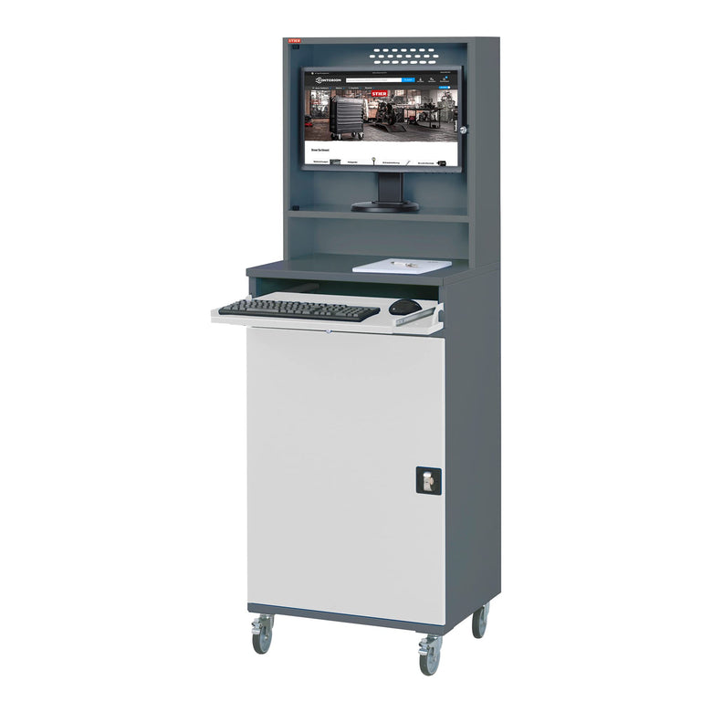 STIER Computerschrank Premium stationär BxTxH 650x520x1770 mm